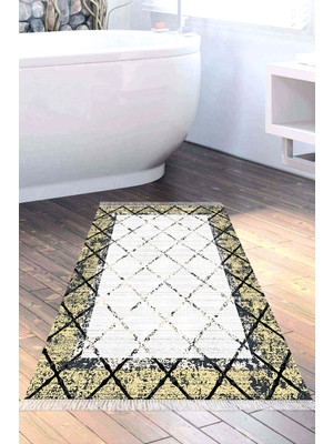 Dekoreko Kaymaz Taban Djt Banyo Halısı Trend Saçaklı Modern M5129