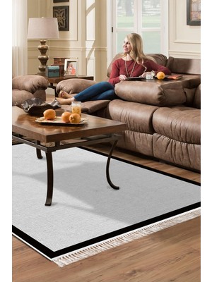 Alanur Home Kaymaz Dijital Mutfak & Salon Halı Star Pamuk Saçaklı Dokuma E5001