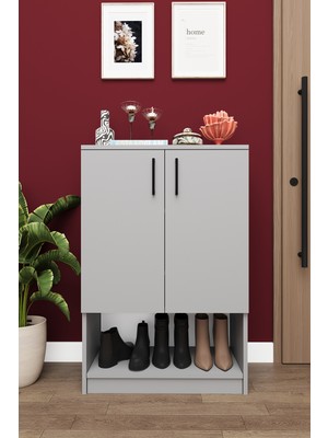 Asra Trend Lüks 2 Kapaklı Ayakkabılık Düzenleyici %100 MDF 4 Raflı Çok Amaçlı Dolap A03
