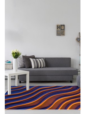 Alanur Home Kaymaz Dijital Mutfak & Salon Halı Star Pamuk Geometrik E5022