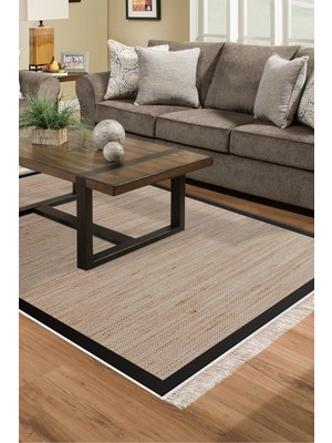 Alanur Home Kaymaz Dijital Mutfak & Salon Halı Yıldız Deri Saçaklı Dokuma E5001