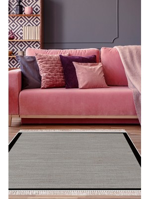 Alanur Home Kaymaz Dijital Mutfak & Salon Halı Star Pamuk Saçaklı Dokuma E5001