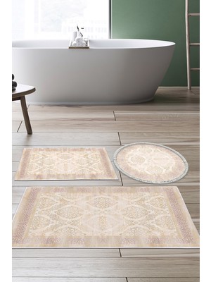 Alanur Home Eko Trend Djt 3 Lü Yıkanabilir Kaymaz Taban Banyo Paspas Seti 1376 Klasik Açık Turkuaz