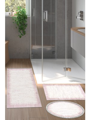 Alanur Home Eko Trend Djt 3 Lü Yıkanabilir Kaymaz Taban Banyo Paspas Seti 1342 Modern Gri