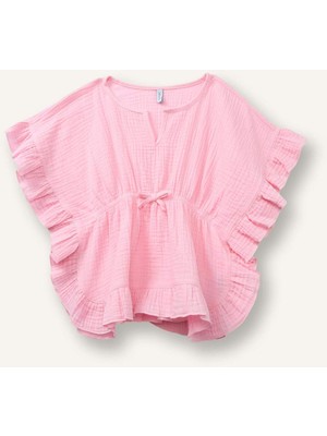 DeFacto %100 Pamuk Müslin Fırfırlı Kaftan Kız Bebek H1818A526HS