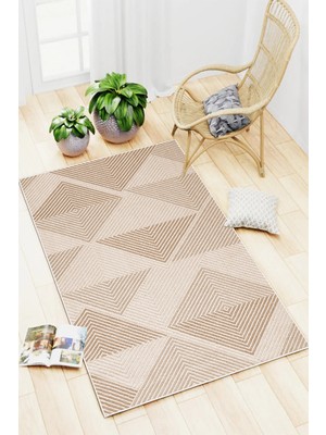 Mortapi Halı Geometrik Desenli Baskılı Kaymaz Yıkanabilir Salon Oturma Odası Mutfak Antre Halısı Yolluk
