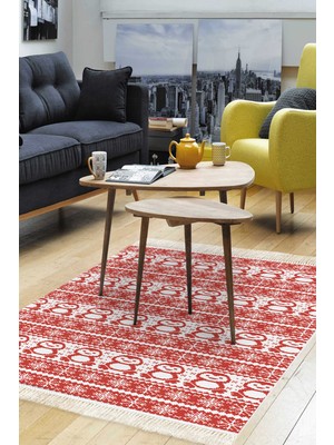 Alanur Home Kaymaz Dijital Mutfak & Salon Halı Trend Saçaklı E5184