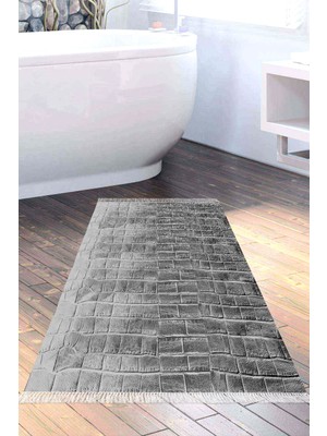 Dekoreko Kaymaz Taban Djt Banyo Halısı Star Pamuk Saçaklı Modern 1911