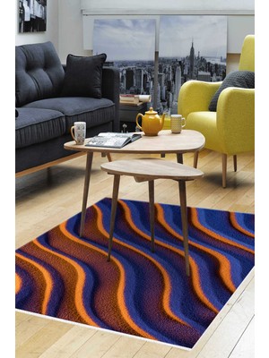 Alanur Home Kaymaz Dijital Mutfak & Salon Halı Yıldız Deri Geometrik E5022