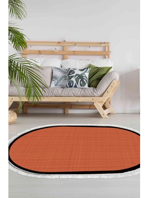 Alanur Home Kaymaz Taban Djt Banyo Mutfak Salon Halı Star Pamuk Saçaklı Oval Dokuma Desen E5007