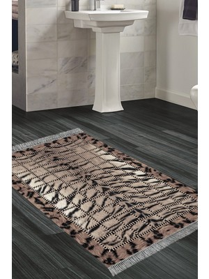 Dekoreko Kaymaz Taban Djt Banyo Halısı Yıldız Deri Saçaklı Modern 1906
