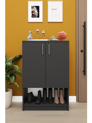 Asra Trend Lüks 2 Kapaklı Ayakkabılık Düzenleyici %100 MDF 4 Raflı Çok Amaçlı Dolap A08