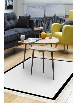 Alanur Home Kaymaz Dijital Mutfak & Salon Halı Yıldız Deri Saçaklı Dokuma E5001