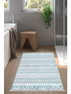 Dekoreko Kaymaz Taban Djt Banyo Halısı Yıldız Deri Saçaklı Iskandinav F5082
