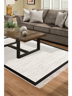 Alanur Home Kaymaz Dijital Mutfak & Salon Halı Star Pamuk Saçaklı Dokuma E5001