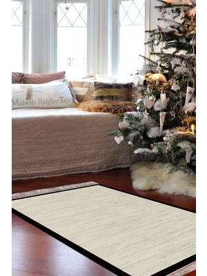 Alanur Home Kaymaz Dijital Mutfak & Salon Halı Star Pamuk Saçaklı Dokuma E5001