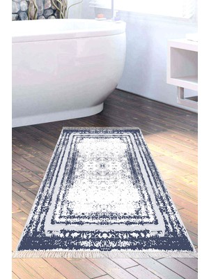 Dekoreko Kaymaz Taban Djt Banyo Halısı Trend Saçaklı Modern M5132