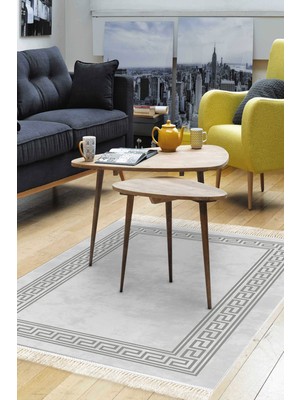 Dekoreko Kaymaz Taban Djt Salon Halısı Trend Saçaklı Modern 626M