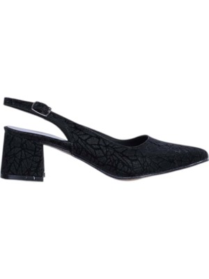 Moda Ayakkabı Tahir 2820  Siyah 5cm Slingback Topuklu Ayakkabı