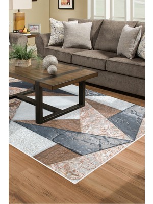 Alanur Home Kaymaz Dijital Mutfak & Salon Halı Star Pamuk Geometrik E5028