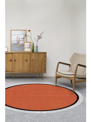 Alanur Home Kaymaz Taban Djt Banyo Mutfak Salon Halı Trend Saçaklı Yuvarlak Dokuma Desen E5007