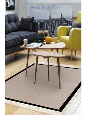 Alanur Home Kaymaz Dijital Mutfak & Salon Halı Star Pamuk Saçaklı Dokuma E5001