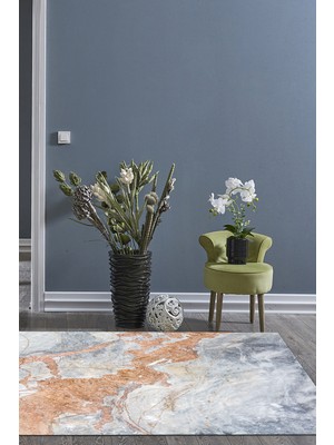Alanur Home Kaymaz Dijital Mutfak & Salon Halı Yıldız Deri Mermer E5034