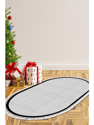 Alanur Home Kaymaz Taban Djt Banyo Mutfak Salon Halı Yıldız Deri Saçaklı Oval Dokuma Desen E5007