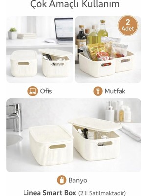 Okyanus Home Linea Smart Box Beyaz 2,4 Lt 2 Adet Kapaklı Çok Amaçlı Saklama Kutusu