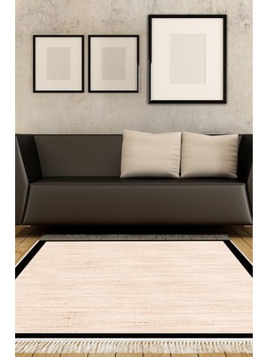 Alanur Home Kaymaz Dijital Mutfak & Salon Halı Yıldız Deri Saçaklı Dokuma E5001