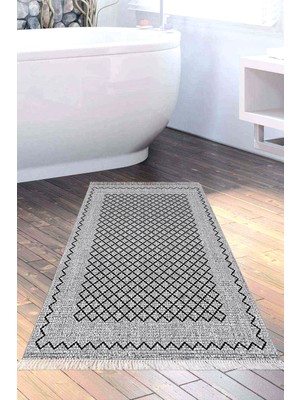 Dekoreko Kaymaz Taban Djt Banyo Halısı Yıldız Deri Saçaklı Modern M5001