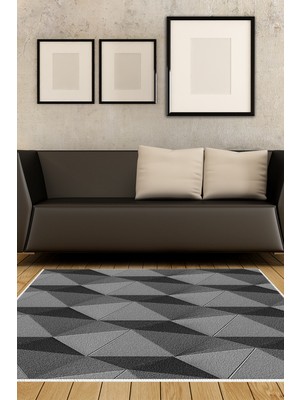 Alanur Home Kaymaz Dijital Mutfak & Salon Halı Yıldız Deri Geometrik E5030