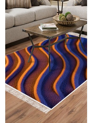 Alanur Home Kaymaz Dijital Mutfak & Salon Halı Star Pamuk Saçaklı Geometrik E5022