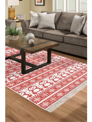 Alanur Home Kaymaz Dijital Mutfak & Salon Halı Yıldız Deri Saçaklı E5184