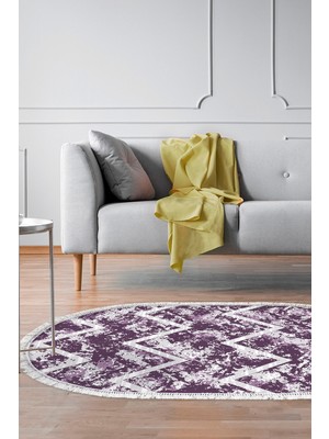 Dekoreko Kaymaz Taban Djt Salon Halısı Trend Saçaklı Oval Iskandinav F5128