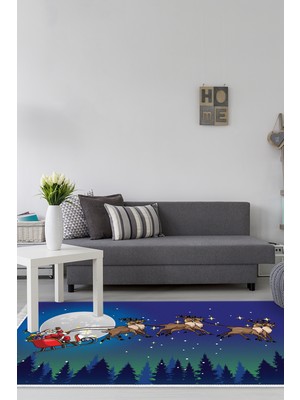 Alanur Home Kaymaz Dijital Mutfak & Salon Halı Yıldız Deri Saçaklı Yılbaşı AL5029