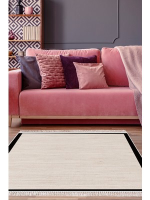 Alanur Home Kaymaz Taban Djt Banyo Mutfak Salon Halı Trend Saçaklı Dokuma Desen E5007