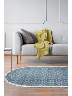 Dekoreko Kaymaz Taban Djt Salon Halısı Trend Saçaklı Oval Iskandinav F5084