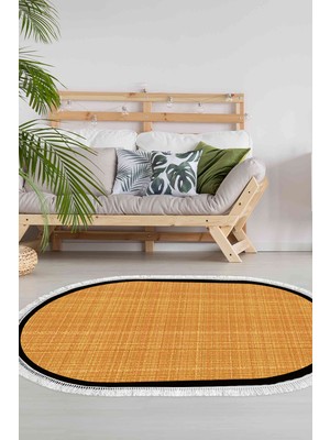 Alanur Home Kaymaz Taban Djt Banyo Mutfak Salon Halı Star Pamuk Saçaklı Oval Dokuma Desen E5007