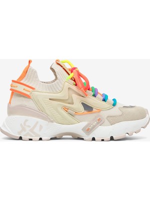 Tonny Black Kadın Bej Rahat Kalıp Renkli Lastik Boğazlı Bağcıklı Sneaker