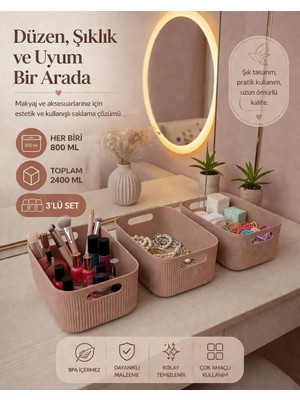 Okyanus Home Linea Smart Box Pembe 3'lü Set 2400 ml