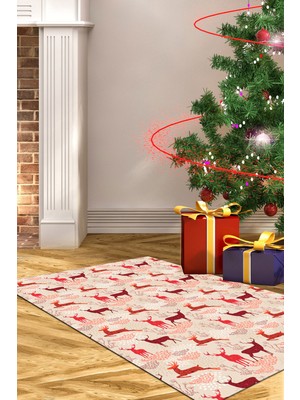 Alanur Home Yılbaşına Özel Keçe Dijital Yıkanabilir Halı CHR4M