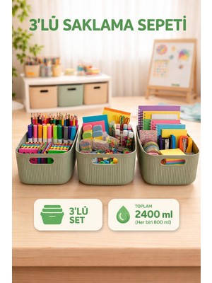 Okyanus Home Linea Smart Box Yeşil 3'lü Set 2400 ml