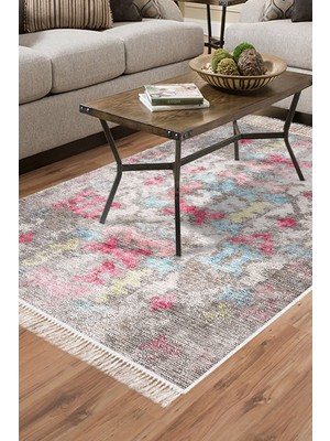 Dekoreko Kaymaz Taban Djt Salon Halısı Trend Saçaklı Modern F5138