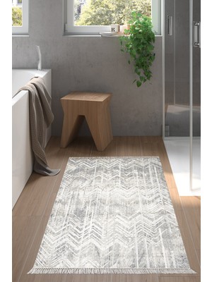 Dekoreko Kaymaz Taban Djt Banyo Halısı Yıldız Deri Saçaklı Iskandinav F5083