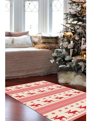 Alanur Home Yılbaşına Özel Keçe Dijital Yıkanabilir Halı CHR6M