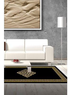 Dekoreko Kaymaz Taban Djt Salon Halısı Yıldız Deri Saçaklı Modern 656M