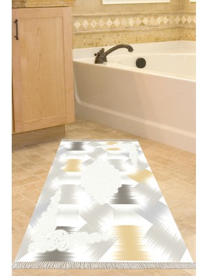 Dekoreko Kaymaz Taban Djt Banyo Halısı Yıldız Deri Saçaklı Modern S1030