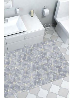 Dekoreko Kaymaz Taban Djt Banyo Halısı Yıldız Deri Modern 627M