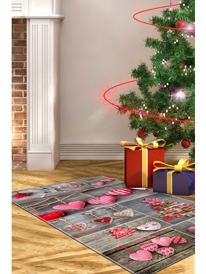 Alanur Home Yılbaşına Özel Keçe Dijital Yıkanabilir Halı CHR14M